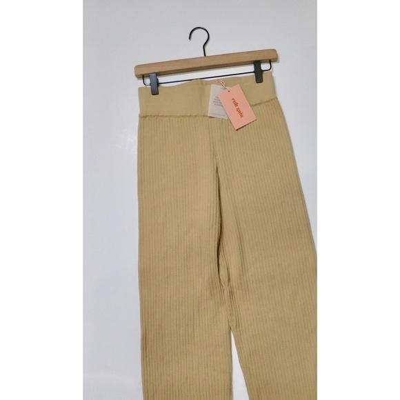 NWT!! CULT GAIA Jada Ribbed Knit Pants Sand Solid Elastic Waist Pull-On Small - Picture 4 of 16